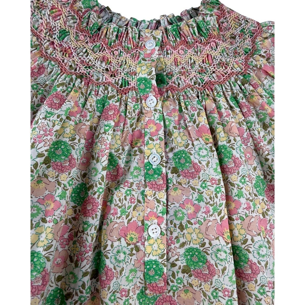 Bonpoint Liberty Floral Smocked Blouse Girls Size 14A Petal Embroidered Cotton - Picture 11 of 14